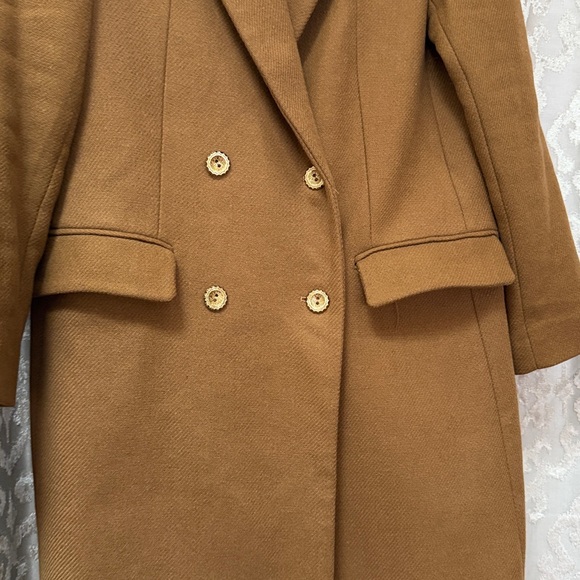 Zara Double-Breasted Tan Coat Medium - Picture 6 of 8